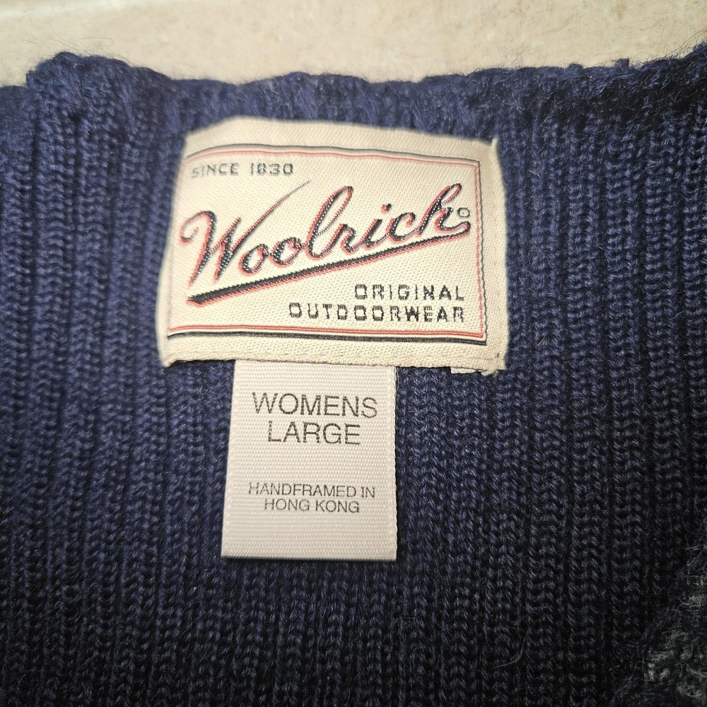 VTG Woolrich Sweater Vest Women L Navy Wool Patchwork 90s Cabincore Grandmacore - Picture 8 of 13